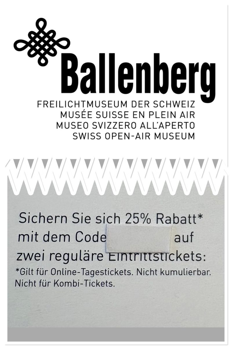 Buoni: Ballenberg: 25% Rabatt auf 2 Tickets – Nuovo e nell'imballaggio originale da Worb venduto da glu_m75x