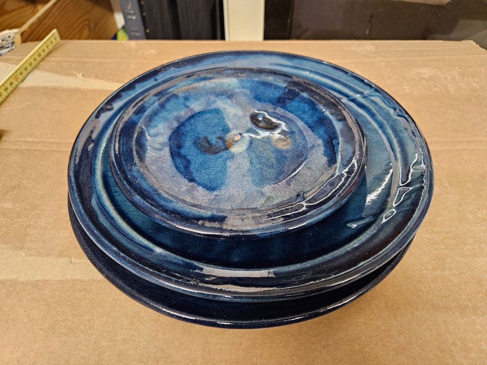 3 piatti in ceramica smaltata blu (con marchio) (Gebraucht) in Melano