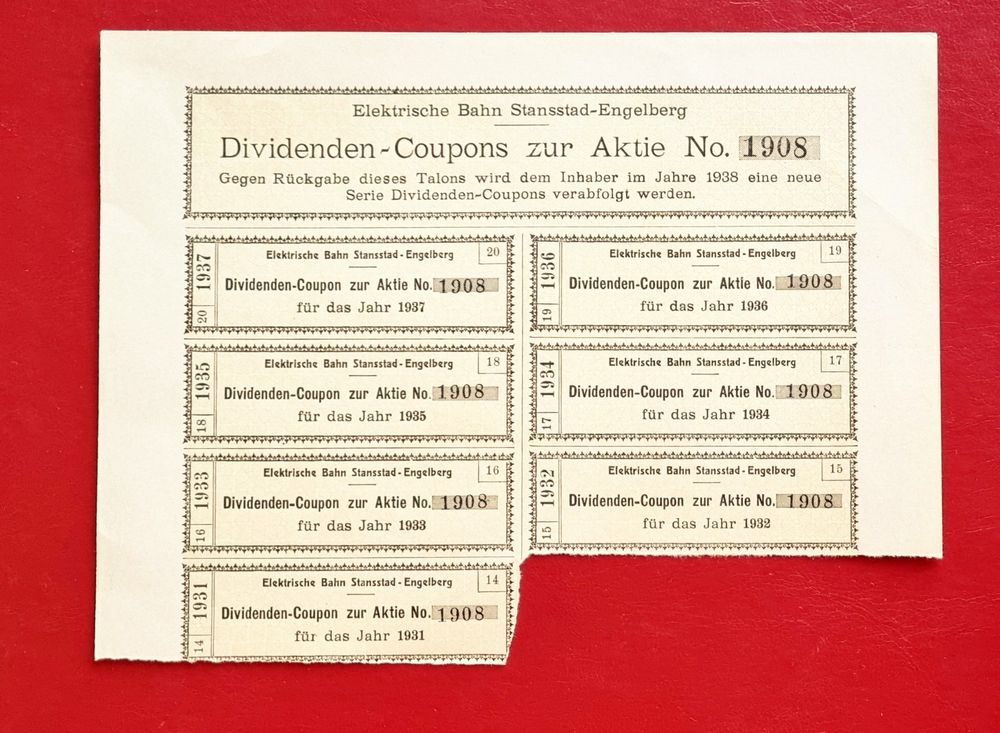 Alte Aktie Elektrische Bahn Stansstad Engelberg 1897 Kaufen auf Ricardo