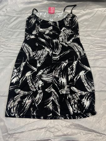 Minikleid schwarz silbrig Figurbetont Stretch Gr M NEU