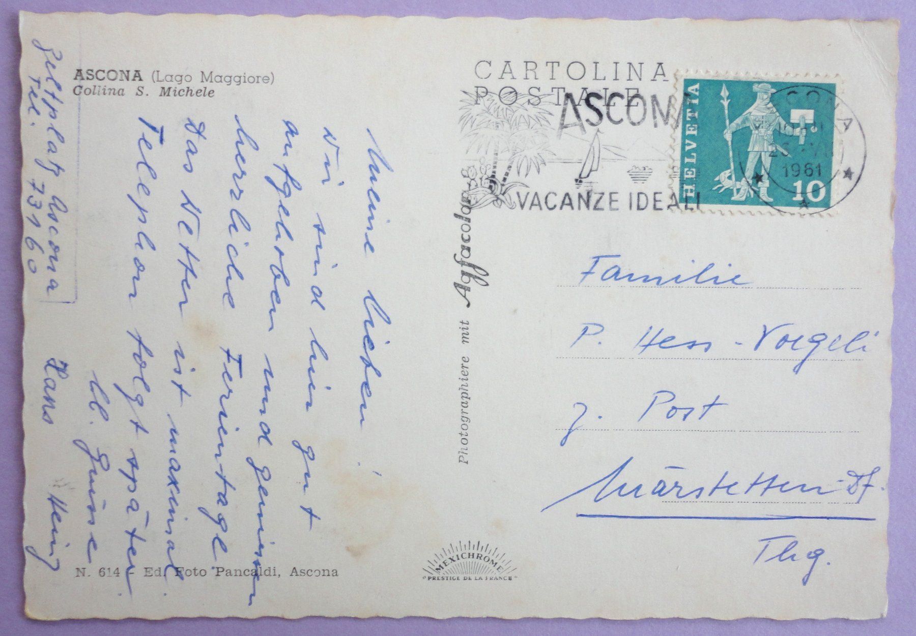 Cartoline postali: Ascona - Collina S. Michele – Difettoso da Fétigny venduto da Billy2miny 1