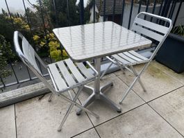 Alu Balkonset Tisch 2 Stühle Klappbar Wetterfest Sommer Balk