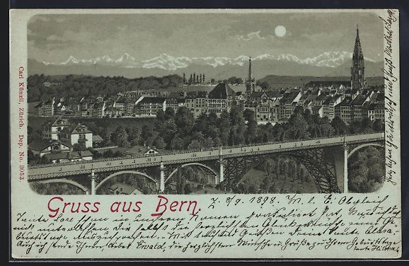 Ansichtskarten: Mondschein-Lithographie Bern, Panoramabl – Gebraucht aus Berlin von bartko-reher