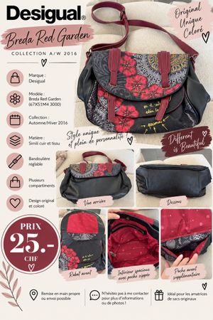 Sac à bandoulière Desigual Breda Red Garden imprimé