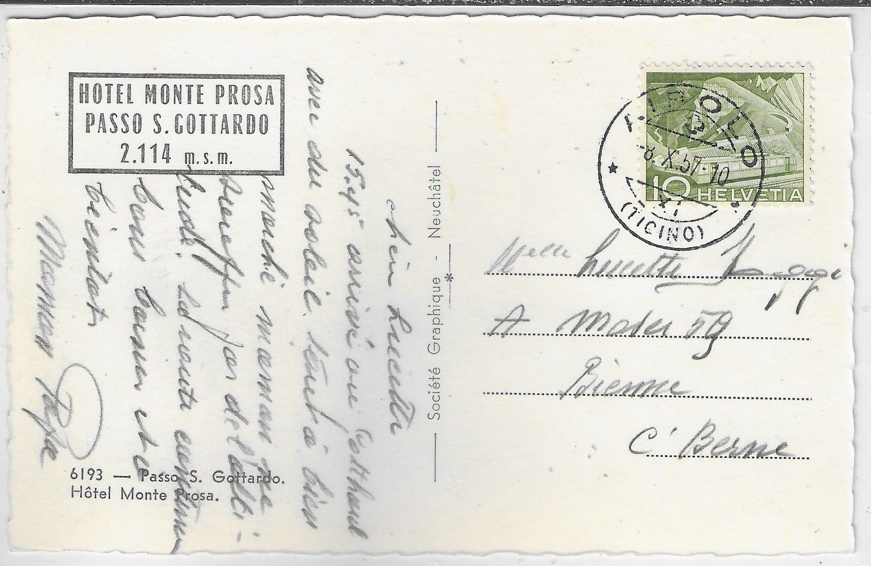 Cartoline postali: Hotel Monte Prosa Passo S. Gottardo – Usato da Ettingen venduto da Kartenplanet 1