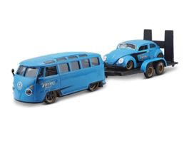 VW Bus Bulli 1:24 mit Anhänger und VW Käfer Maisto