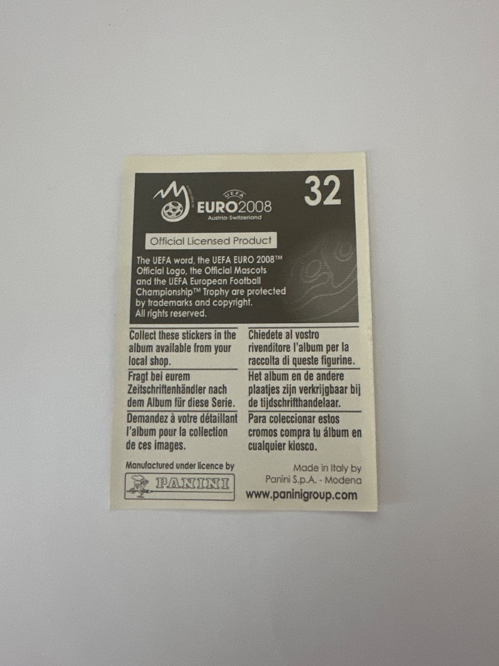 Panini Cartes à collectionner: Panini UEFA EM 2008 Sticker - Nr. 32 – D'occasion à Sulz AG par DealWerk 1