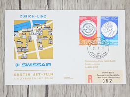 CL12 Enveloppe + Timbre Liechtenstein 1977 Thème Aviation