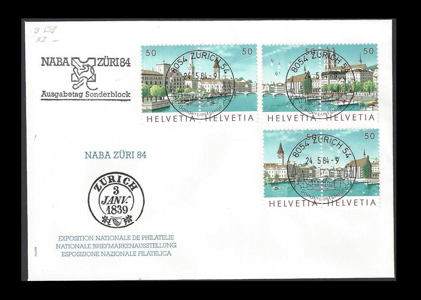 Alle Briefmarken: 3 FDCs NABA ZÜRI 84 – Gebraucht aus Baar von miam8 2