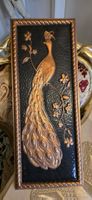 Vintage Kupfer Relief mit Pfau Motiv