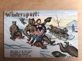 Antike Postkarte, Bärenkarte, 1923, gelaufen