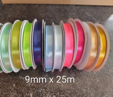 10 Satinband Rolle 9mm x 25m Bunt Set 4
