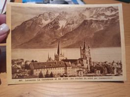 Alte Ansichtskarte Lausanne Kathedrale Alpen Propaga Lumière