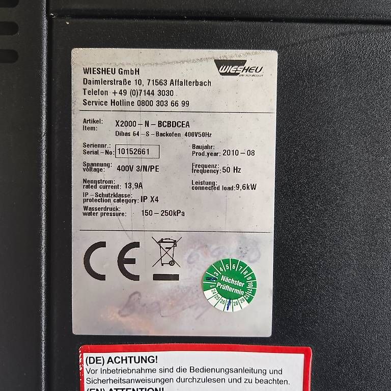 Forni: Heissluftbackofen Wiesheu Dibas 64-S – Usato da Wolhusen venduto da Gastrorampe 4