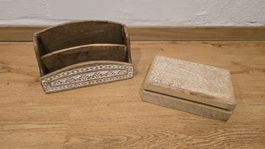 Holzset Kistchen und Papierhalter