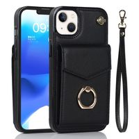 Schutzhülle Etui Case für iPhone 15 Plus Kartenfächer + Gurt