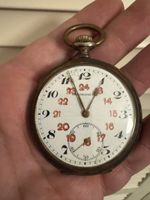 Alte Taschenuhr Chronometer PWC, Silber 0.800, defekt!