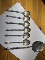 Superbe set 7 cuillères/pelle argent ancien gravé 