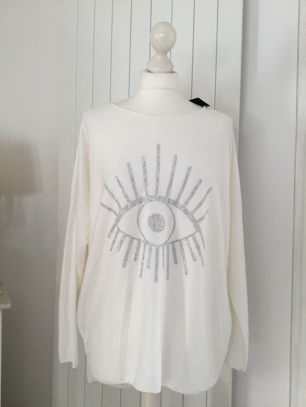 Maglioni & Felpe: Pull blanc avec motif œil en strass TODAY, taille S/M, NEUF – Nuovo e nell'imballaggio originale da Agiez venduto da chouchanelle 5