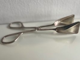 Antike versilberte Zuckerzange / Gebäckzange 18 cm, MS 90