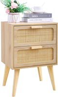 Rattan Nachttisch mit 2 Schubladen Boho Beistelltisch