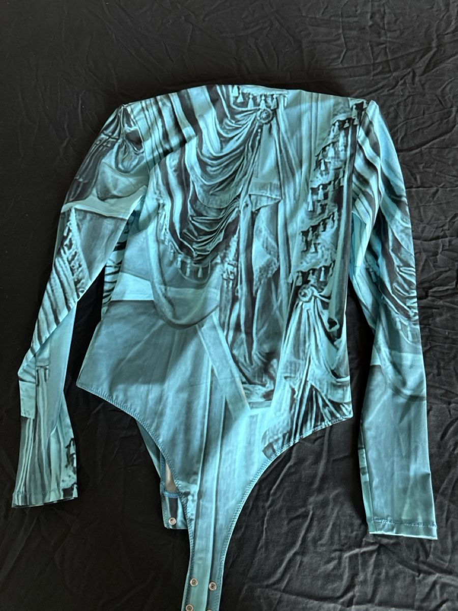 H&M Top: H&M Studio Long Sleeve Bodysuit Blue Print S – Nuovo (secondo la descrizione) da Biel/Bienne venduto da TanyaM02 5