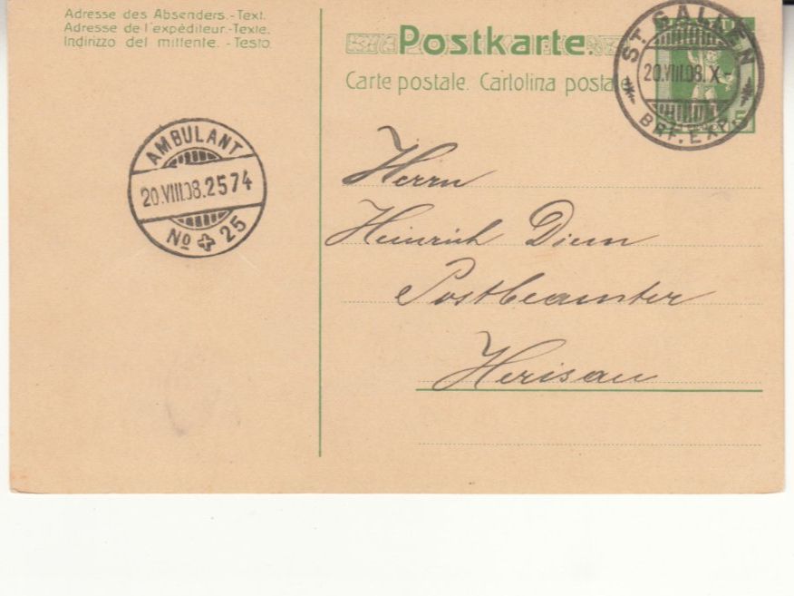 Tutti i francobolli: SGK PK 036 St. Gallen - Herisau – Usato da Bürglen TG venduto da StampGraf
