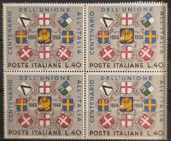 Italien 1966 100 Jahre Union Wappen Venetien Viererblock MNH