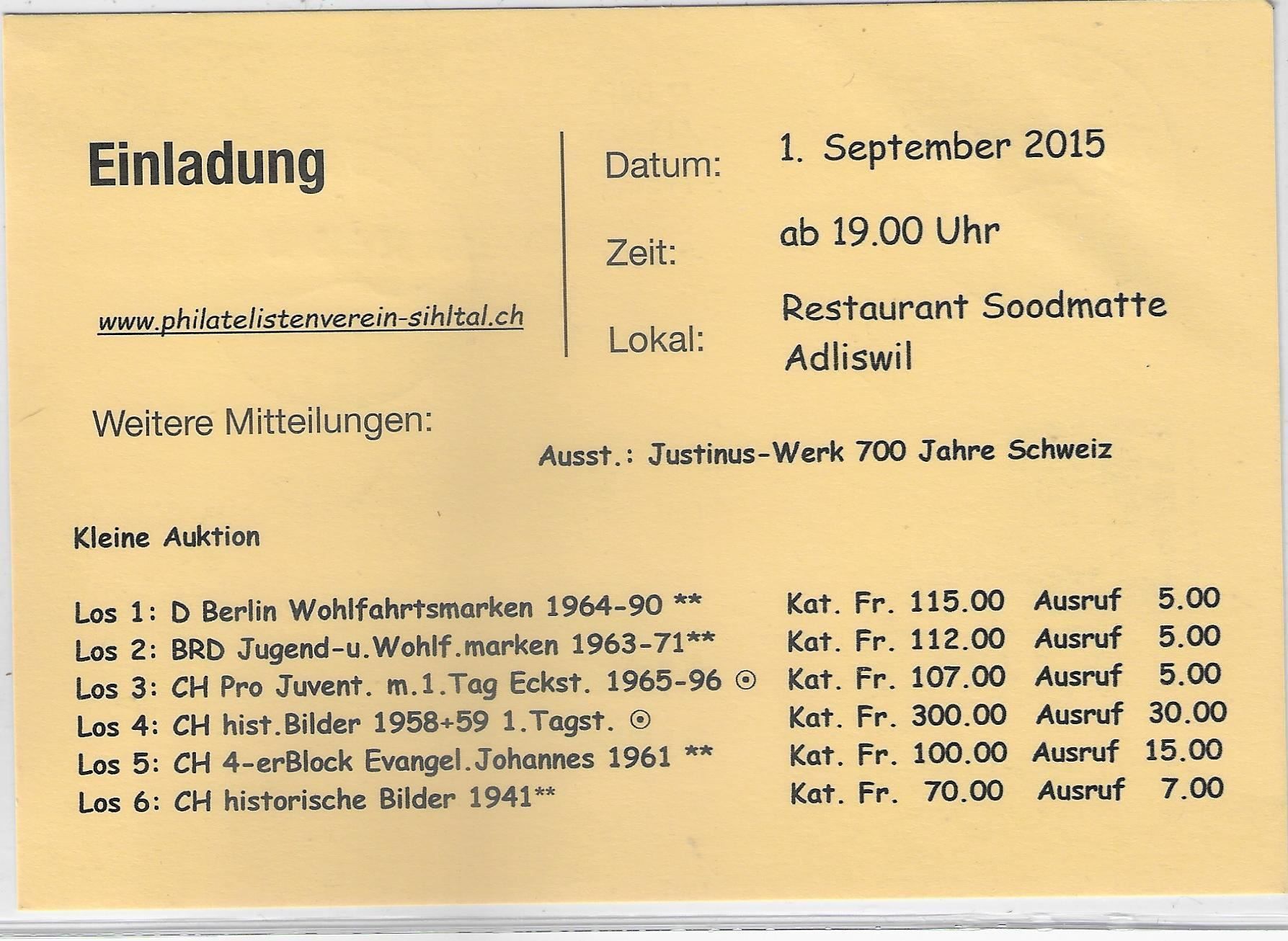 Tutti i francobolli: Werbestempel Lommiswil 12.7.2015 – Usato da Ettingen venduto da Kartenplanet 1