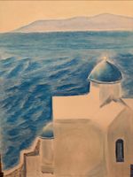 Original Pastellbild auf Karton – Kythnos, Griechenland – 50