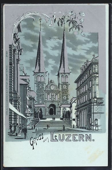 Ansichtskarten: Mondschein-Lithographie Luzern, Blick au – Gebraucht aus Berlin von bartko-reher