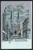 Mondschein-Lithographie Luzern, Blick au