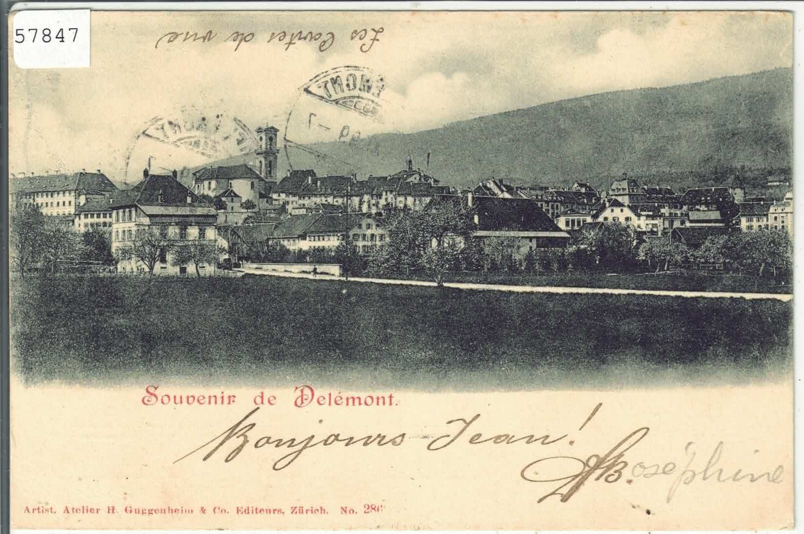 Cartoline postali: Souvenir de Delemont - Vue generale – Usato da Ettingen venduto da Kartenplanet