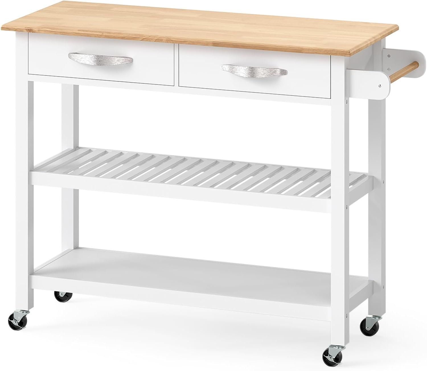 Dessertes: Küchenwagen mit Arbeitsplatte Holz-Weiß – Neuf avec emballage d'origine à Bottighofen par zaap