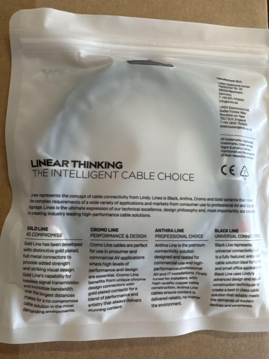 Cavi: LINDY Cromo Line HDMI Kabel 1m neu – Nuovo e nell'imballaggio originale da Berneck venduto da Koenner.J 1
