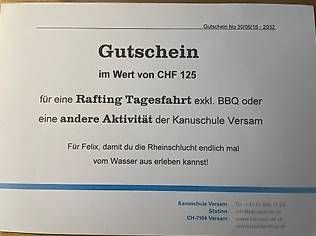 Gutscheine: Gutschein Kanuschule Versam Statio – Neu (gemäss Beschreibung) aus Felsberg von xilef01