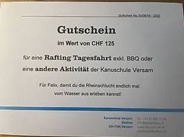 Gutschein Kanuschule Versam Statio