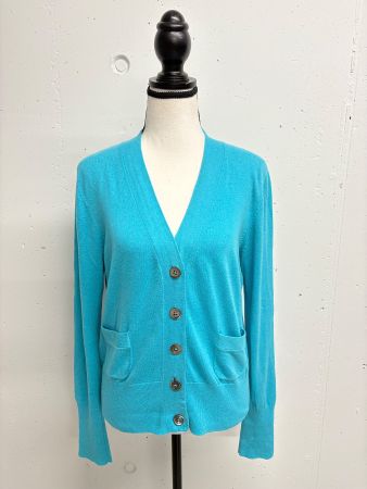 Repeat Strickjacke Cardigan Gr. S Wolle Baumwolle türkis