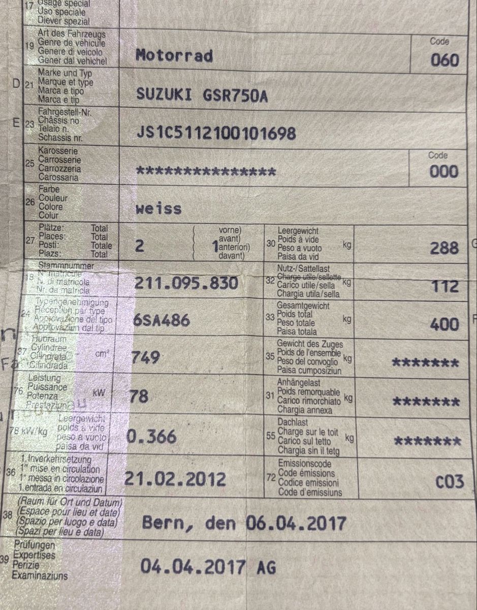 Suzuki Strasse: Suzuki GSR 750 – Gebraucht aus Zuchwil von dor_m2xk 2