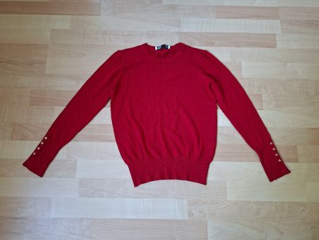 Damen Pullover Zara rot mit Knopfdetails Grösse L