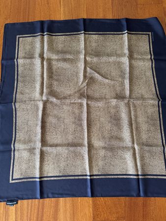 Borbonese Silk Scarf, Navy/Gold, Excellent Condition