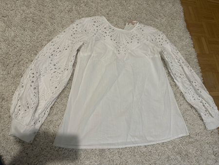White Broderie Anglaise Blouse, Summer Vibes, Size S