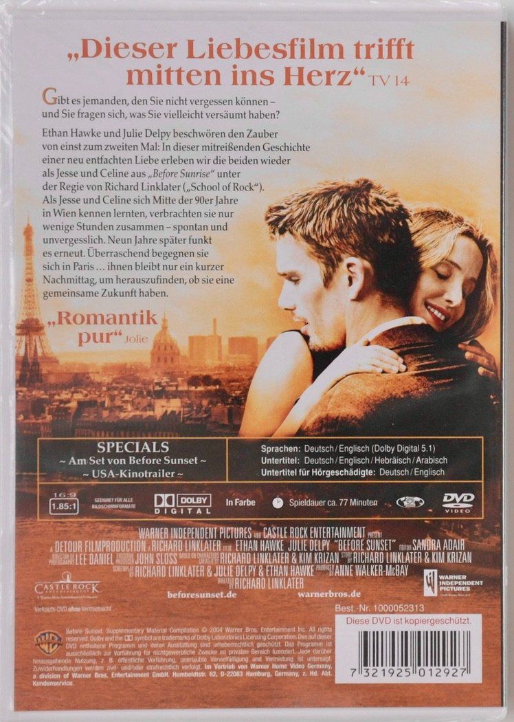 Tutti i DVDs: BEFORE SUNSET - Ethan Hawke + Julie Delpy – Usato da Remetschwil venduto da tgd_gbp8 1