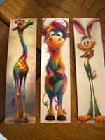 3x Lesezeichen-Buchzeichen-Tiere-Popart-Spass-Fund-Coolness