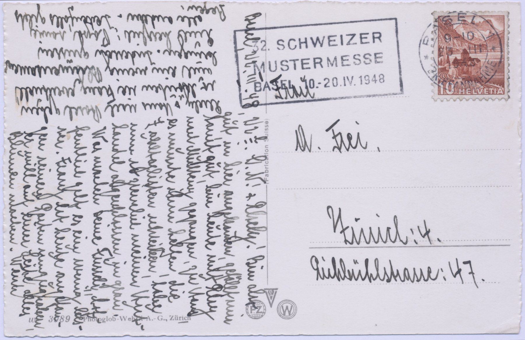 Cartoline postali: Basel 1948 Rialto Restaurant Oldtimer Pferdekutsche Brücke – Usato da Lützelflüh-Goldbach venduto da blauerkranich 1