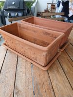 2 Terracotta Planters with Saucers Used Condition