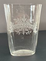 Trinkglas mit Gravur Luhacovice, 19. Jt., antik, gebraucht