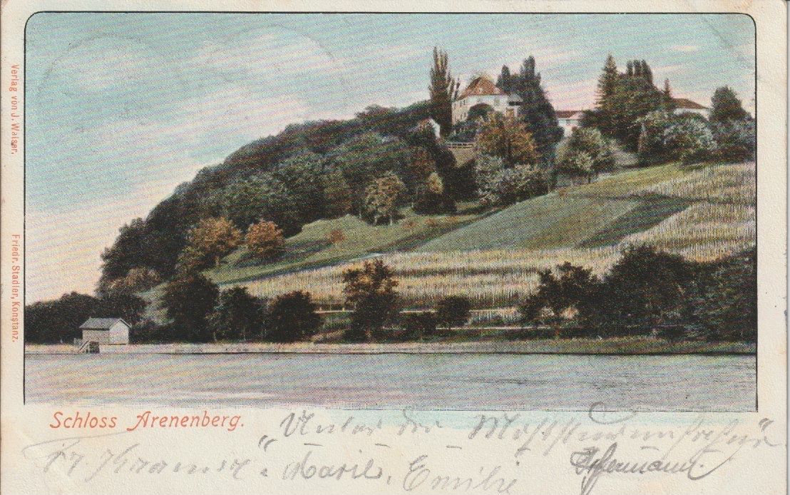 Cartoline postali: CH 203 Schloss Arenenberg, 1906 – Usato da Freienbach venduto da Bhaltis