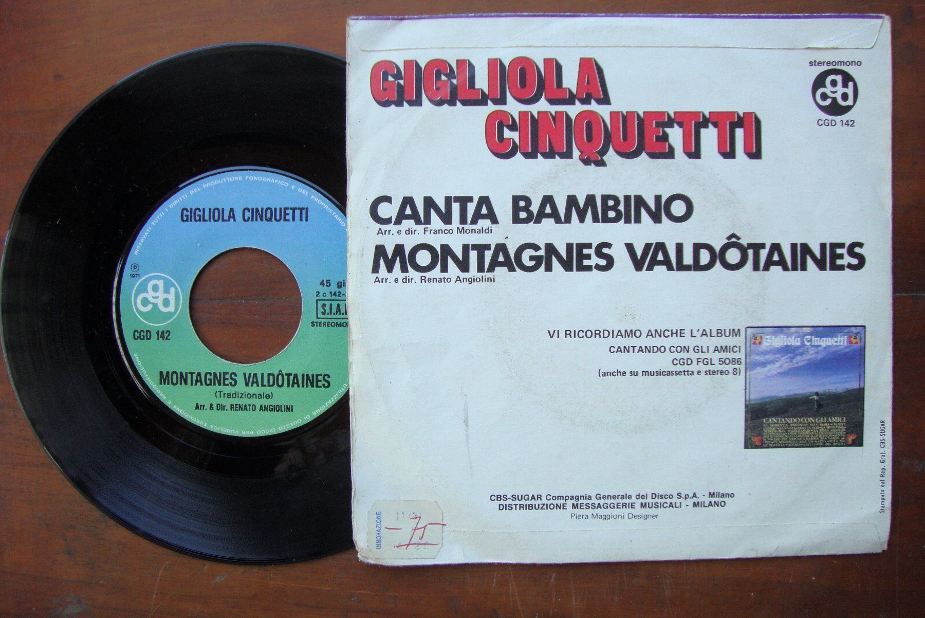 Dischi in vinile: GIGLIOLA CINQUETTI - CANTA BAMBINO – Usato da Bern venduto da Uli_10_11 1