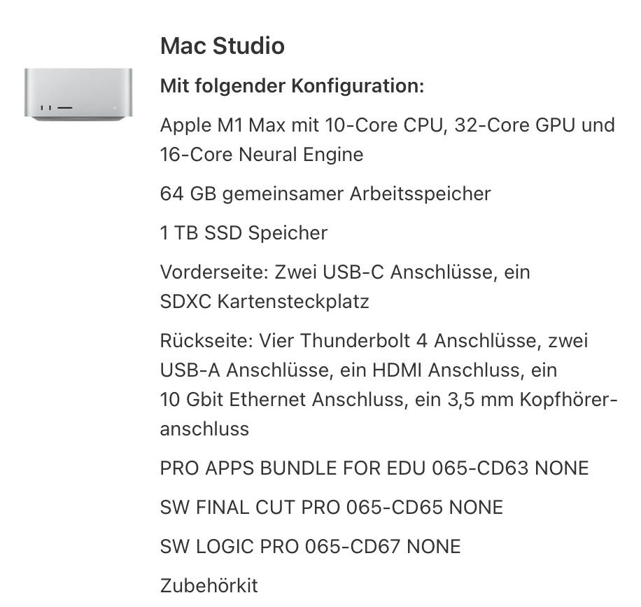 Apple PCs: Mac Studio M1 Max, 64 GB RAM, 1TB – Gebraucht aus Luzern von sofalounge 4